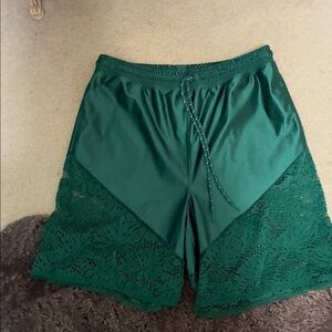 Free People Green Lace Athletic Shorts